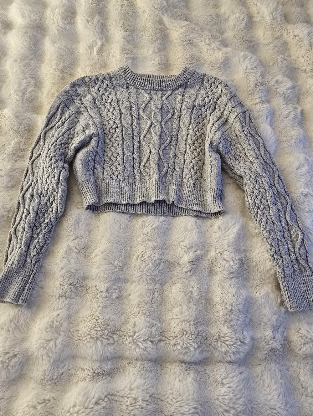 Garage Crew neck Cable-Knit Cropped Sweater